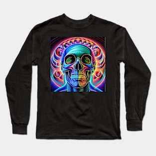 Vibrant Trippy Skull Art 9 Long Sleeve T-Shirt